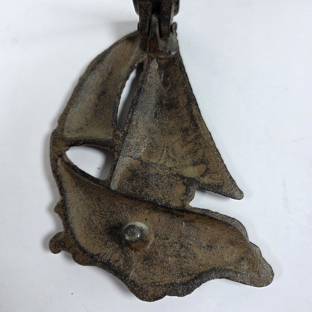 Cast Iron Antique Style Nautical Sail Boat Door Knocker Rustic Coastal Decor - Picture 3 of 9